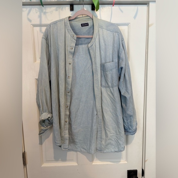 nuovo Tops - Vintage Nuovo Denim Collarless Button Down